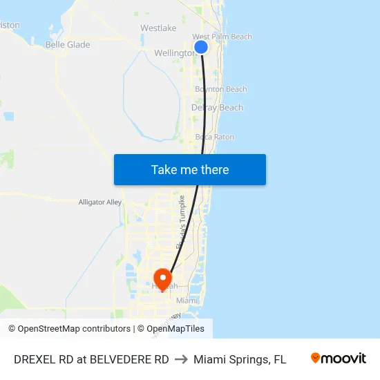 DREXEL RD at  BELVEDERE RD to Miami Springs, FL map