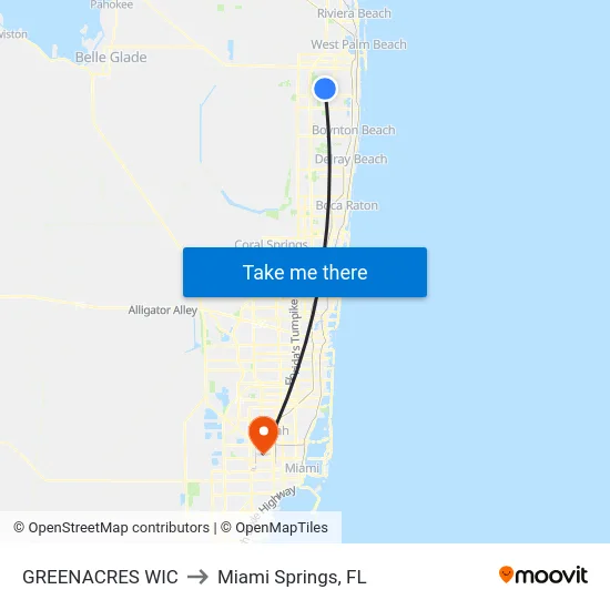 GREENACRES WIC to Miami Springs, FL map