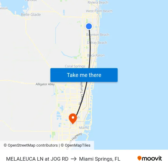 MELALEUCA LN at JOG RD to Miami Springs, FL map
