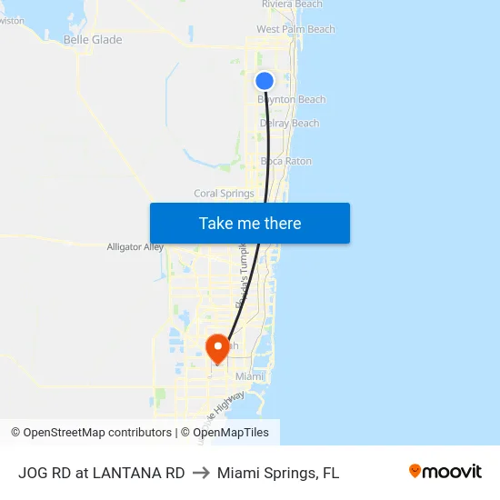 JOG RD at LANTANA RD to Miami Springs, FL map