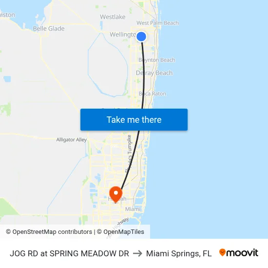 JOG RD at SPRING MEADOW DR to Miami Springs, FL map