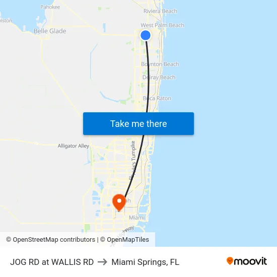 JOG RD at WALLIS RD to Miami Springs, FL map
