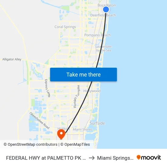 FEDERAL HWY at PALMETTO PK BLVD to Miami Springs, FL map