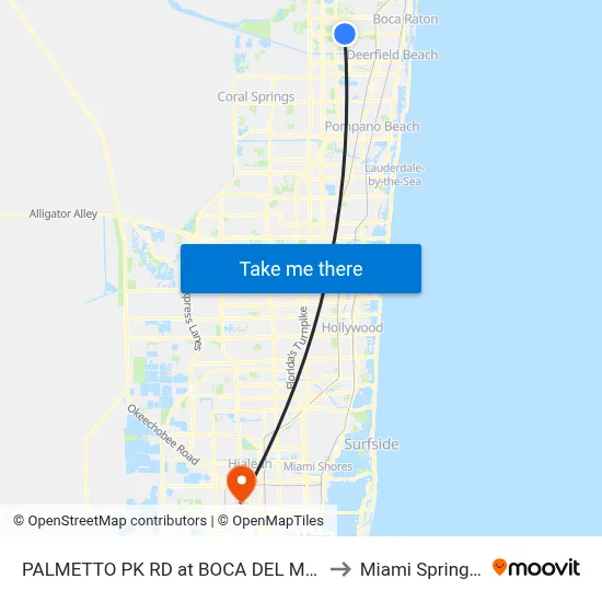 PALMETTO PK RD at  BOCA DEL MAR DR W to Miami Springs, FL map