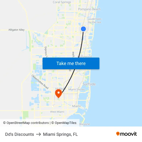 Dd's Discounts to Miami Springs, FL map