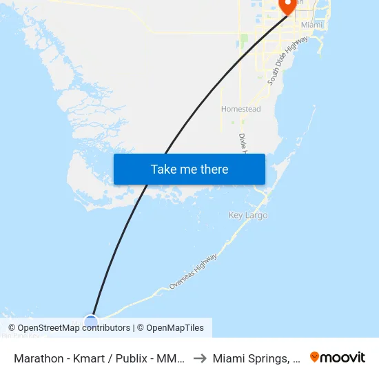 Marathon - Kmart / Publix  - MM50 to Miami Springs, FL map