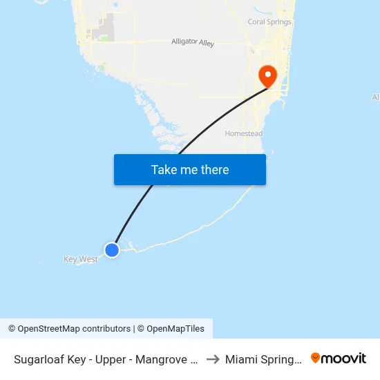 Sugarloaf Key - Upper - Mangrove Mama's to Miami Springs, FL map