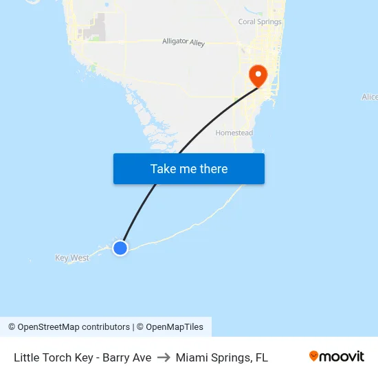 Little Torch Key - Barry Ave to Miami Springs, FL map