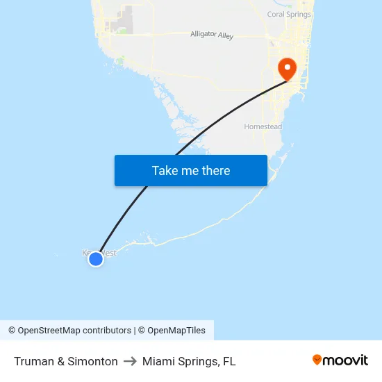 Truman & Simonton to Miami Springs, FL map