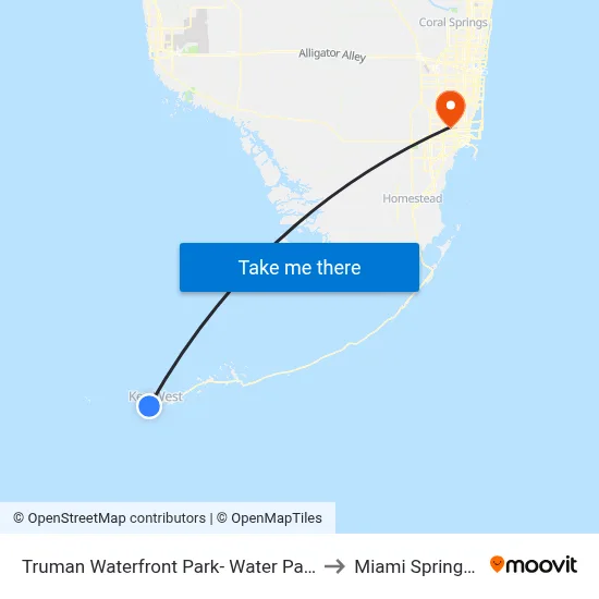 Truman Waterfront Park- Water Park Area to Miami Springs, FL map