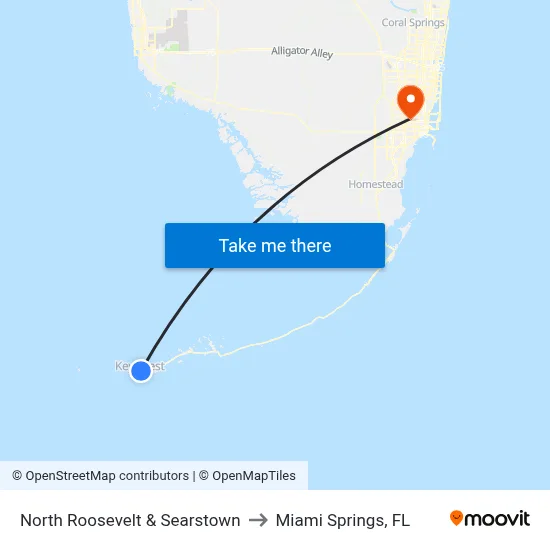 North Roosevelt & Searstown to Miami Springs, FL map