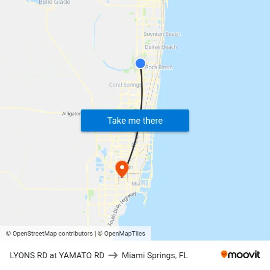 LYONS RD at YAMATO RD to Miami Springs, FL map