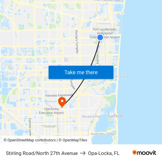 Stirling Road/North 27th Avenue to Opa-Locka, FL map