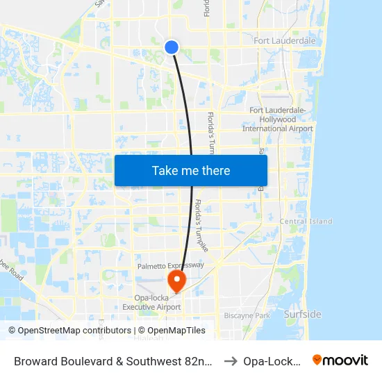 Broward Boulevard & Southwest 82nd Avenue to Opa-Locka, FL map
