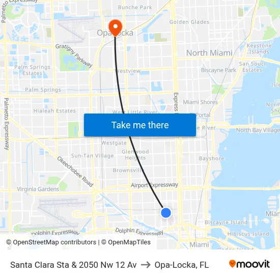 Santa Clara Sta & 2050 Nw 12 Av to Opa-Locka, FL map