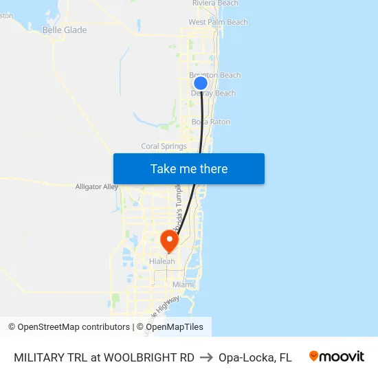 MILITARY TRL at  WOOLBRIGHT  RD to Opa-Locka, FL map