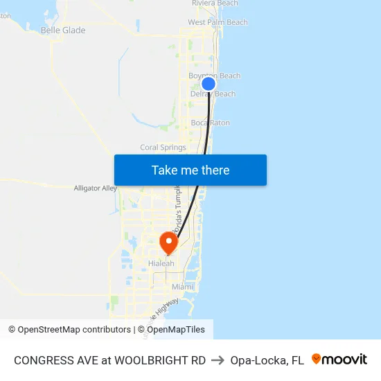CONGRESS AVE at  WOOLBRIGHT RD to Opa-Locka, FL map