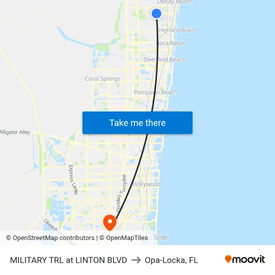 MILITARY TRL at  LINTON BLVD to Opa-Locka, FL map