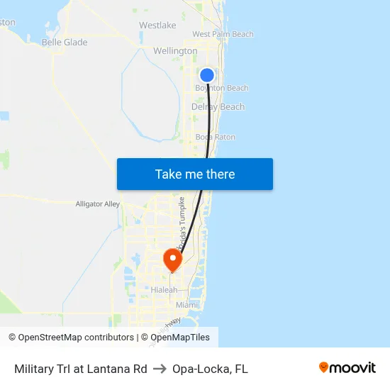 Military Trl at Lantana Rd to Opa-Locka, FL map