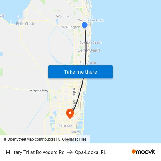 Military Trl at Belvedere Rd to Opa-Locka, FL map
