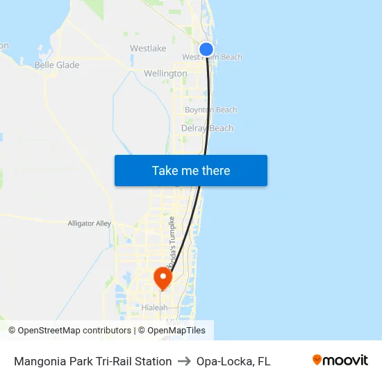 Mangonia Park Tri-Rail Station to Opa-Locka, FL map