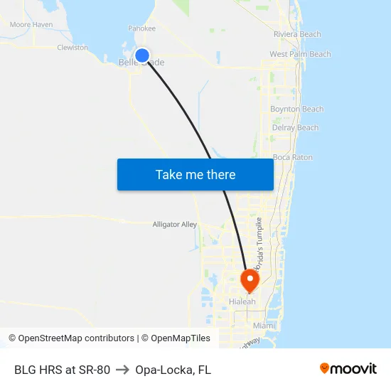 BLG HRS at SR-80 to Opa-Locka, FL map