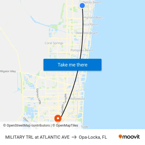 MILITARY TRL at  ATLANTIC AVE to Opa-Locka, FL map