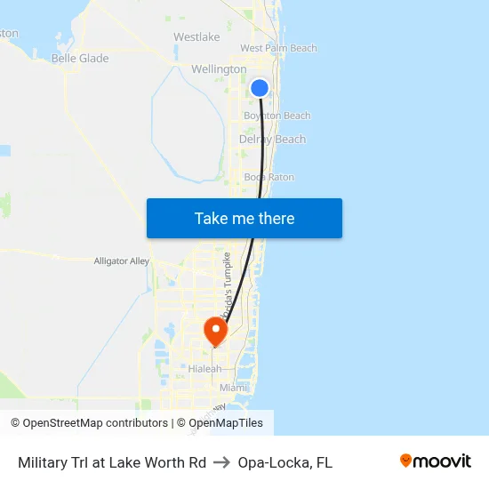 Military Trl at Lake Worth Rd to Opa-Locka, FL map