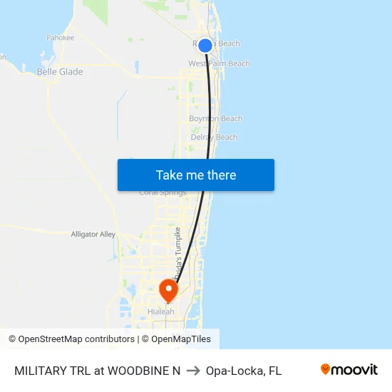 MILITARY TRL at WOODBINE N to Opa-Locka, FL map