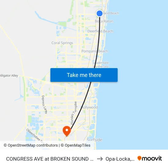 CONGRESS AVE at BROKEN SOUND PKWY to Opa-Locka, FL map