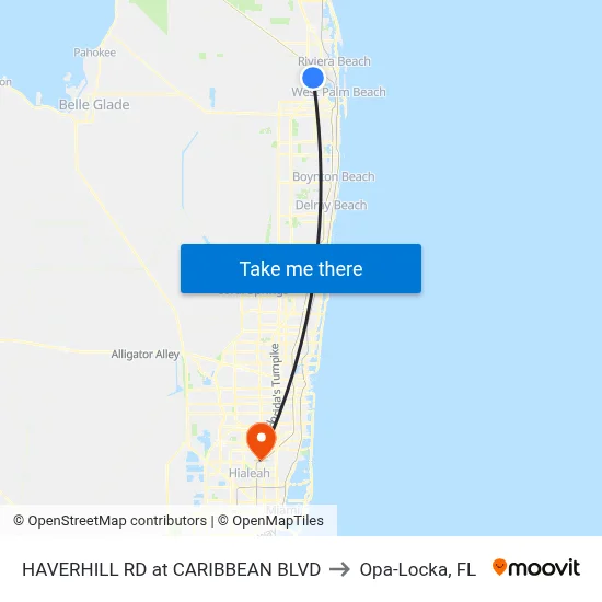 HAVERHILL RD at CARIBBEAN BLVD to Opa-Locka, FL map