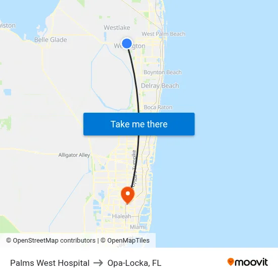 Palms West Hospital to Opa-Locka, FL map