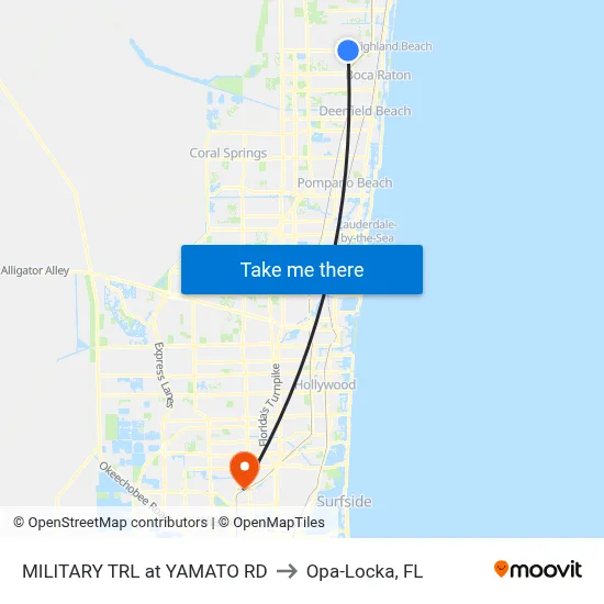 MILITARY TRL at  YAMATO RD to Opa-Locka, FL map