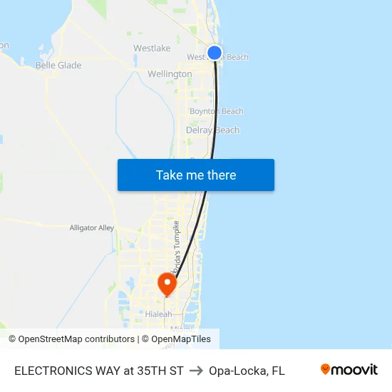 ELECTRONICS WAY at 35TH ST to Opa-Locka, FL map