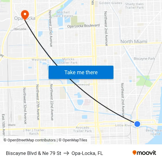 Biscayne Blvd & Ne 79 St to Opa-Locka, FL map