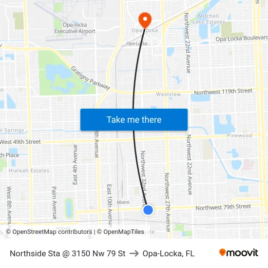 Northside Sta @ 3150 Nw 79 St to Opa-Locka, FL map