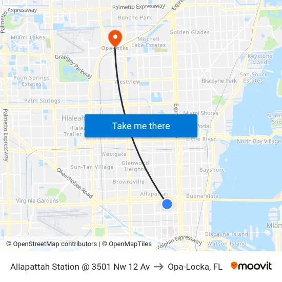 Allapattah Station @ 3501 Nw 12 Av to Opa-Locka, FL map