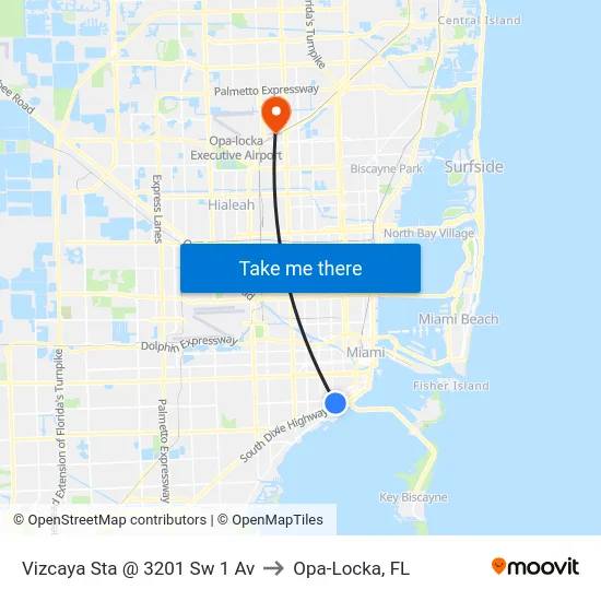 Vizcaya Sta @ 3201 Sw 1 Av to Opa-Locka, FL map