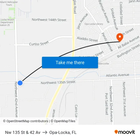 Nw 135 St & 42 Av to Opa-Locka, FL map