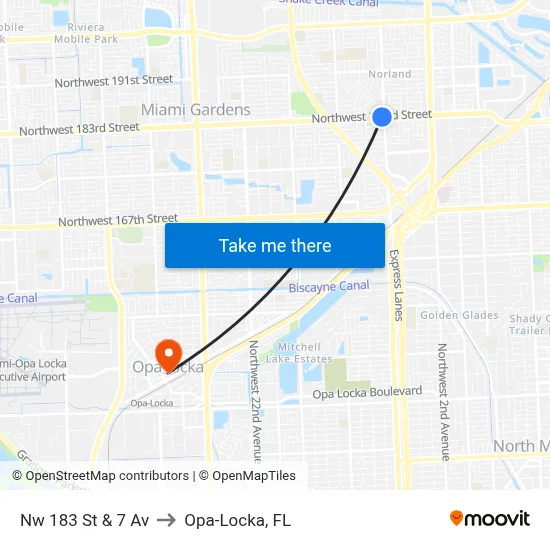 Nw 183 St & 7 Av to Opa-Locka, FL map