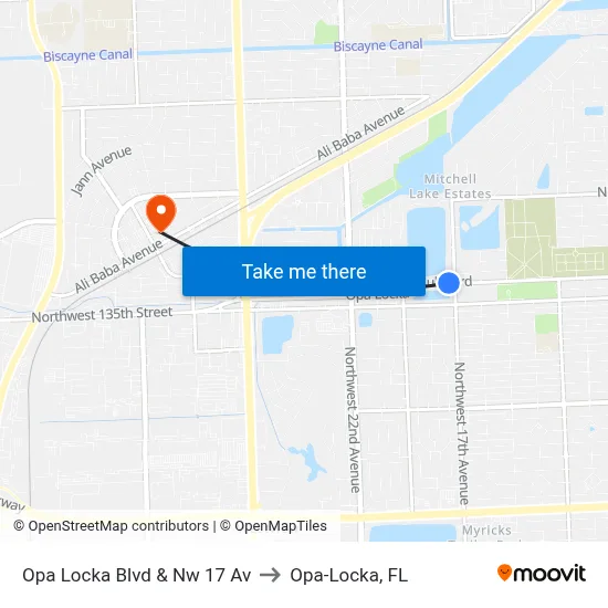 Opa Locka Blvd & Nw 17 Av to Opa-Locka, FL map