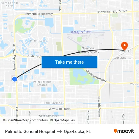 Palmetto General Hospital to Opa-Locka, FL map