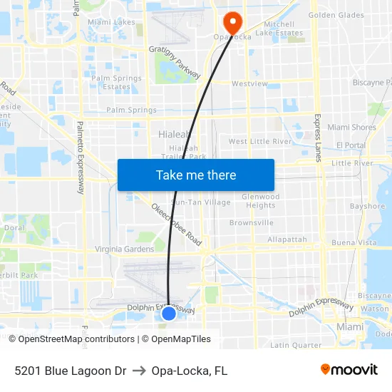 5201 Blue Lagoon Dr to Opa-Locka, FL map