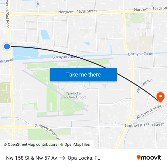 Nw 158 St & Nw 57 Av to Opa-Locka, FL map