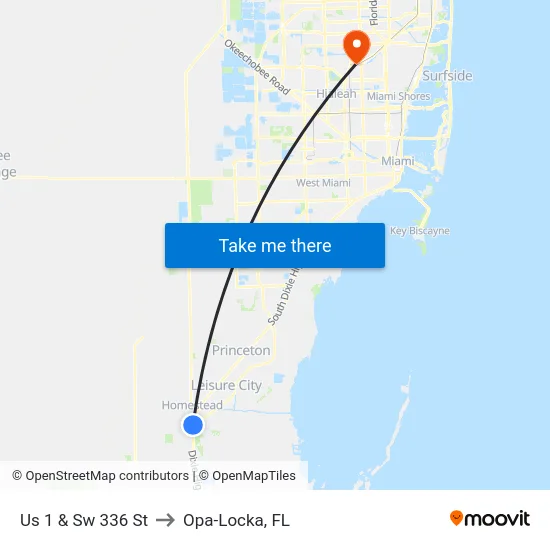 Us 1 & Sw 336 St to Opa-Locka, FL map