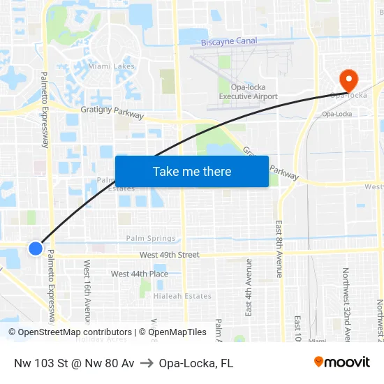 Nw 103 St @ Nw 80 Av to Opa-Locka, FL map