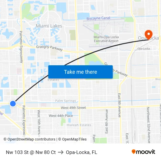 Nw 103 St @ Nw 80 Ct to Opa-Locka, FL map