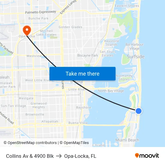 Collins Av & 4900 Blk to Opa-Locka, FL map