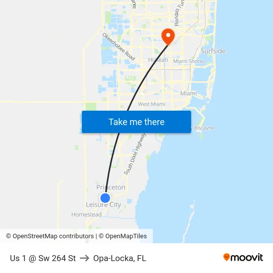 Us 1 @ Sw 264 St to Opa-Locka, FL map