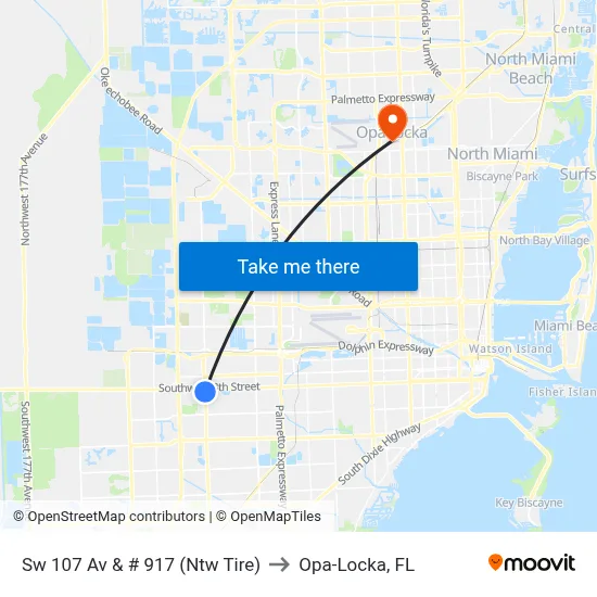 Sw 107 Av & # 917 (Ntw Tire) to Opa-Locka, FL map